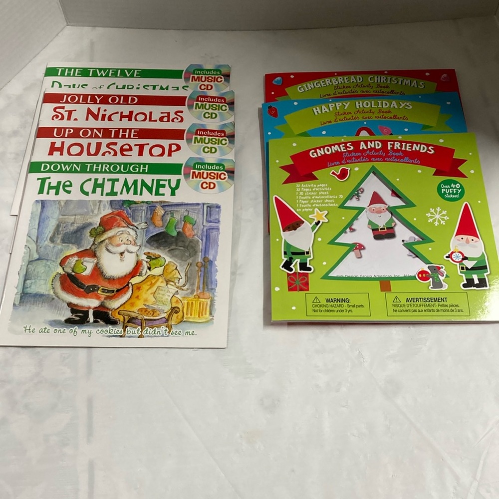 Christmas Books Lot of 7 Four with Music CDs Three are Activity Books Paperback